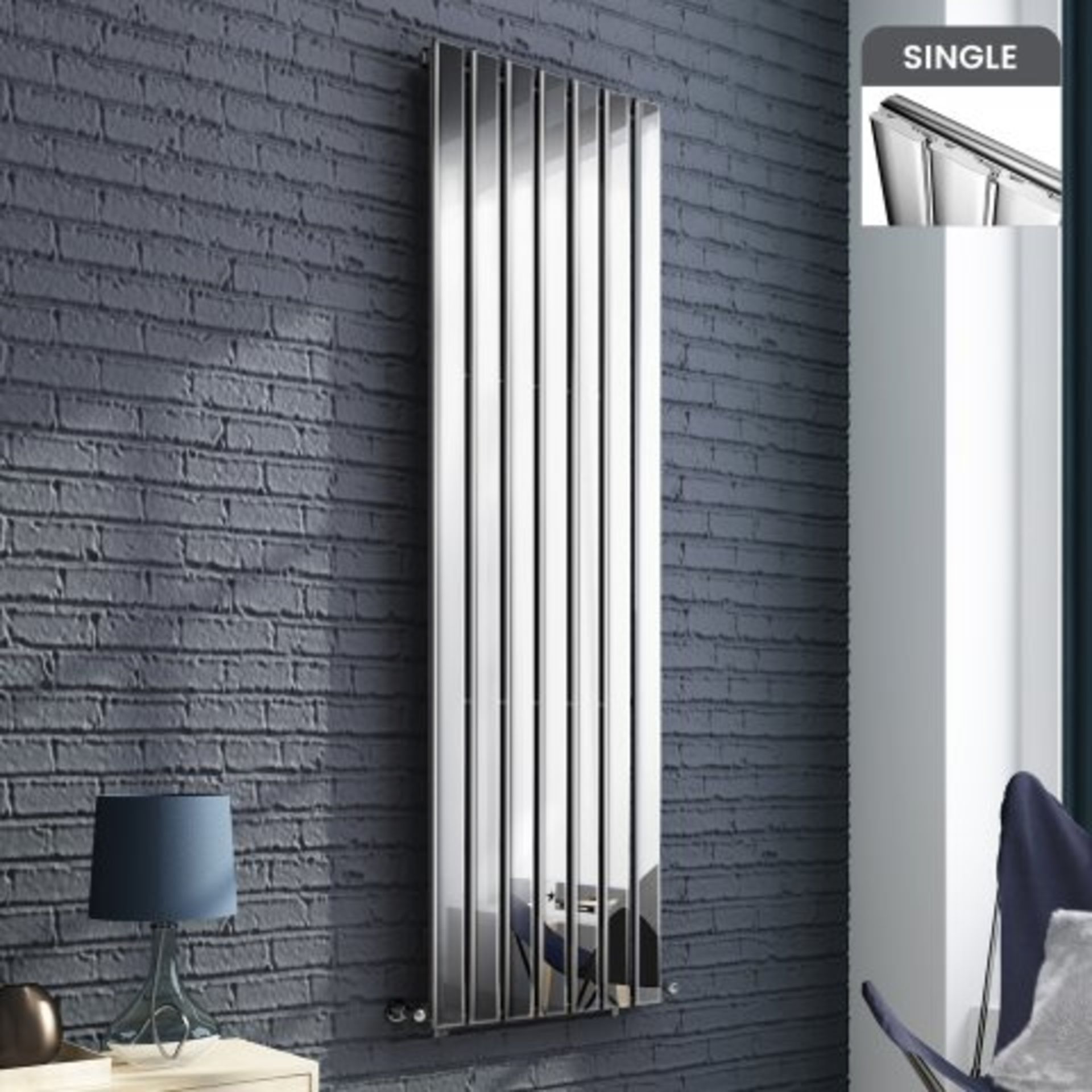 (J25) 1800x528mm Chrome Single Flat Panel Vertical Radiator. RRP £674.99. Designer Touch Ultra-