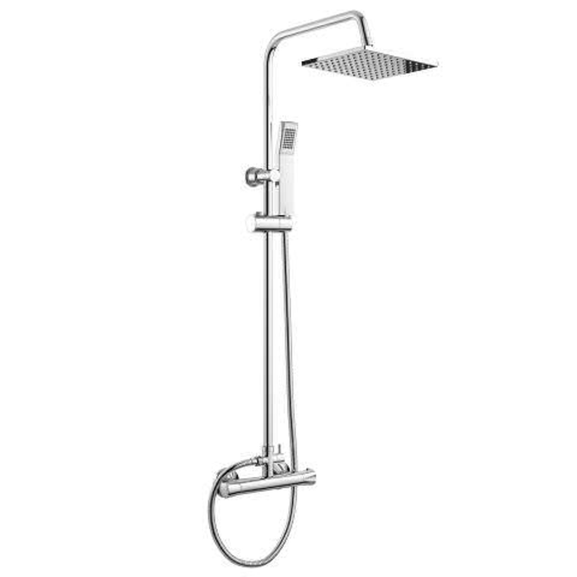 (J17) 200mm Square Head Thermostatic Exposed Shower Kit & Hand Held. RRP £299.99. Simplistic Style - Image 3 of 5