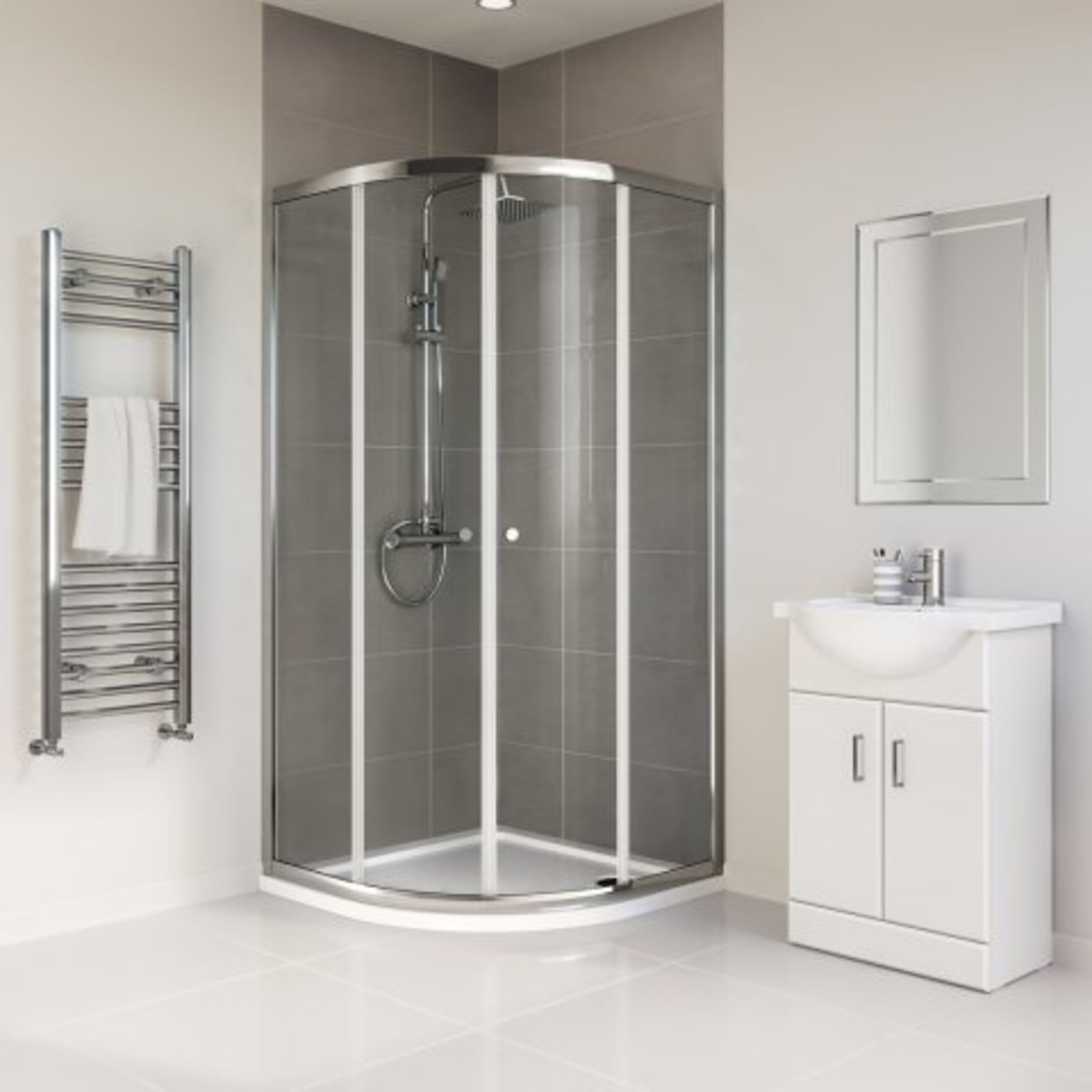 (J177) 800x800mm - Elements Quadrant Shower Enclosure. RRP £199.99. Budget Solution Our entry - Image 3 of 5