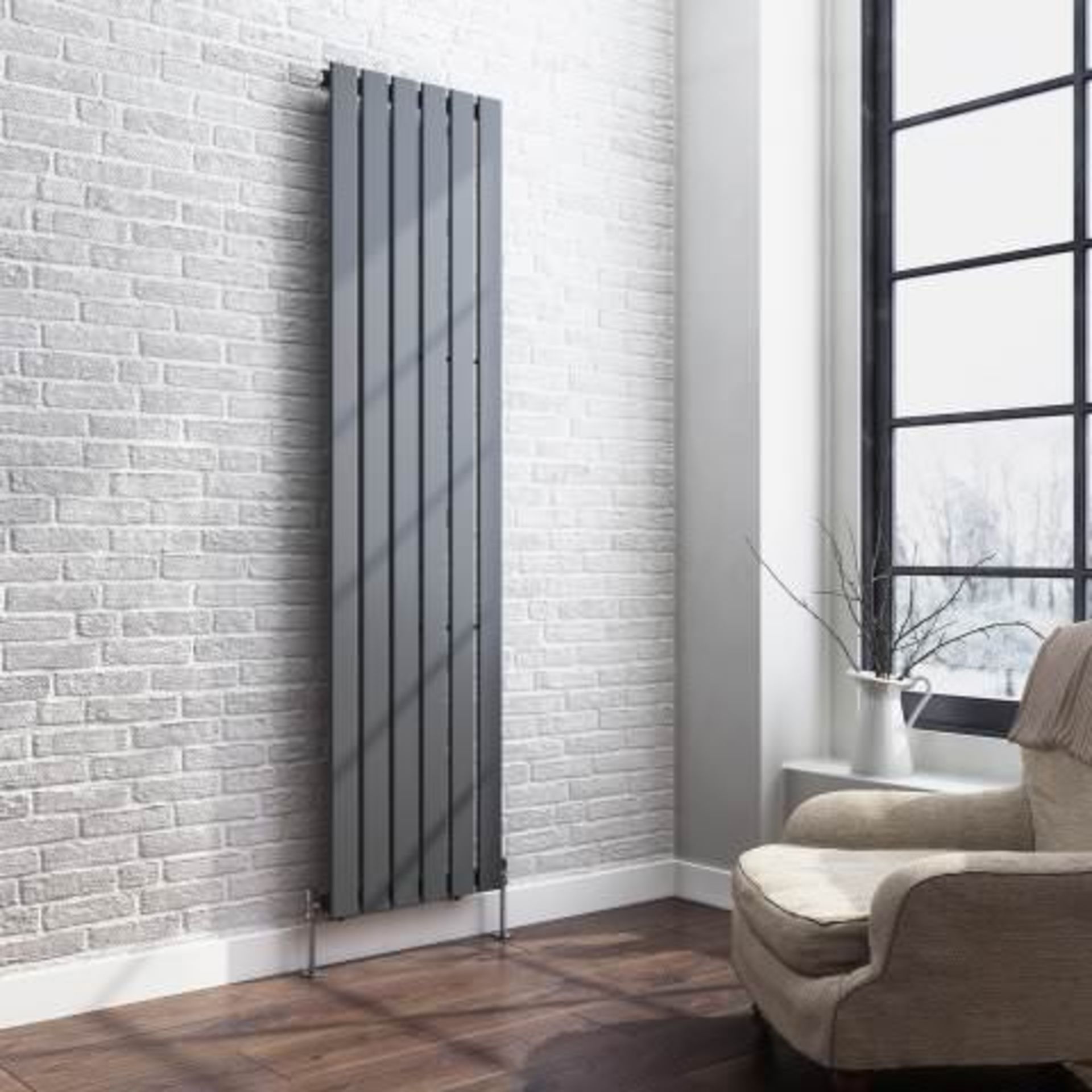 (J24) 1800x452mm Anthracite Single Flat Panel Vertical Radiator. RRP £239.99. Designer Touch Ultra- - Image 3 of 3