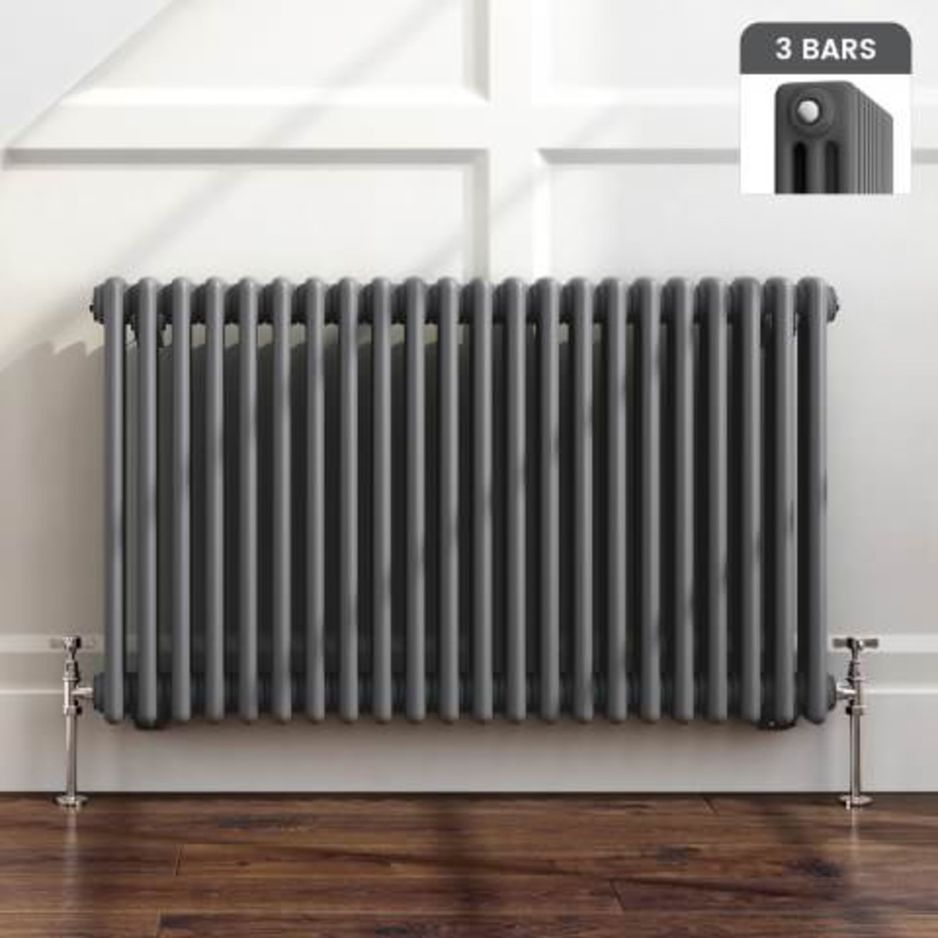 (J5) 600x1000mm Anthracite Triple Panel Horizontal Colosseum Traditional Radiator. RRP £574.99.