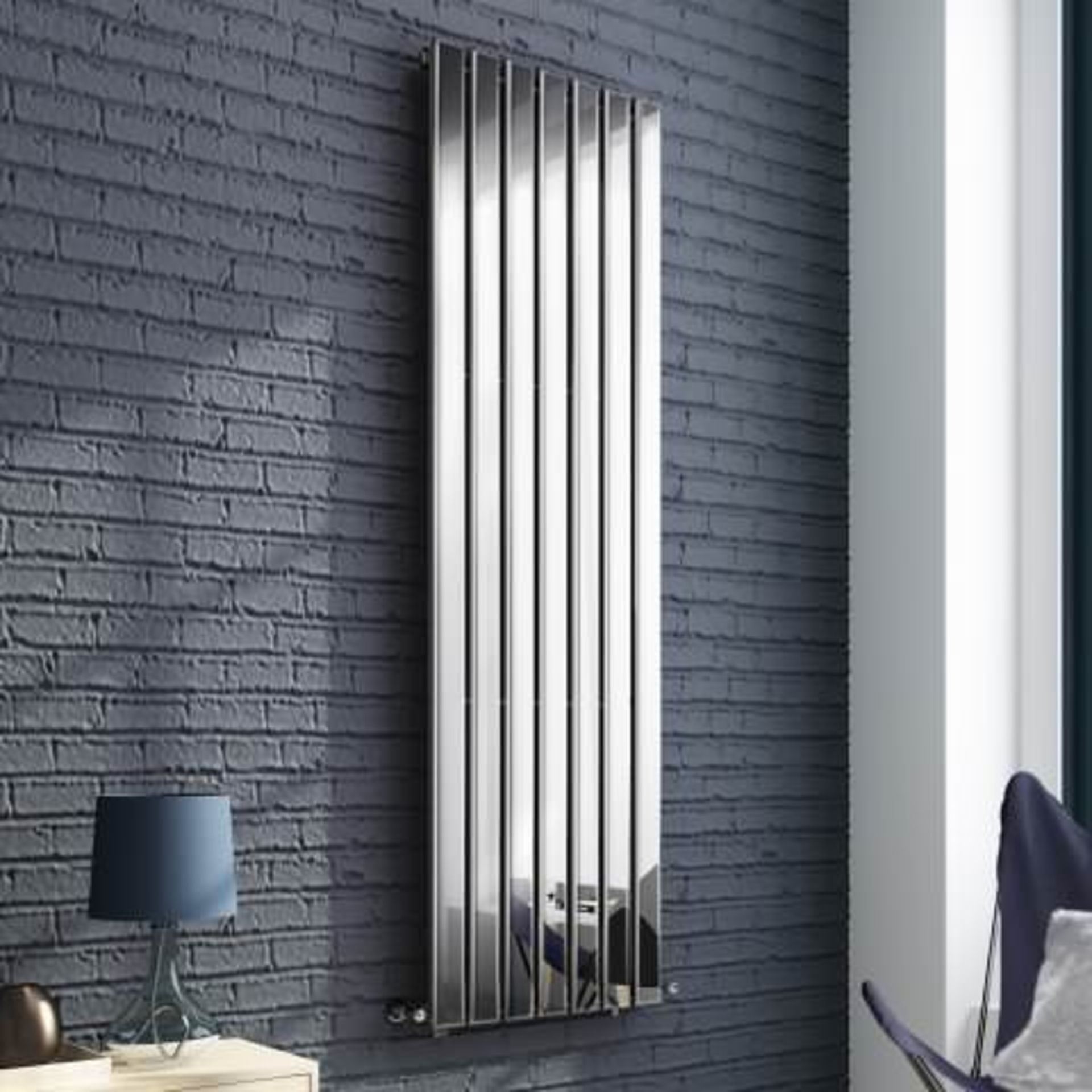 (J25) 1800x528mm Chrome Single Flat Panel Vertical Radiator. RRP £674.99. Designer Touch Ultra- - Image 2 of 4