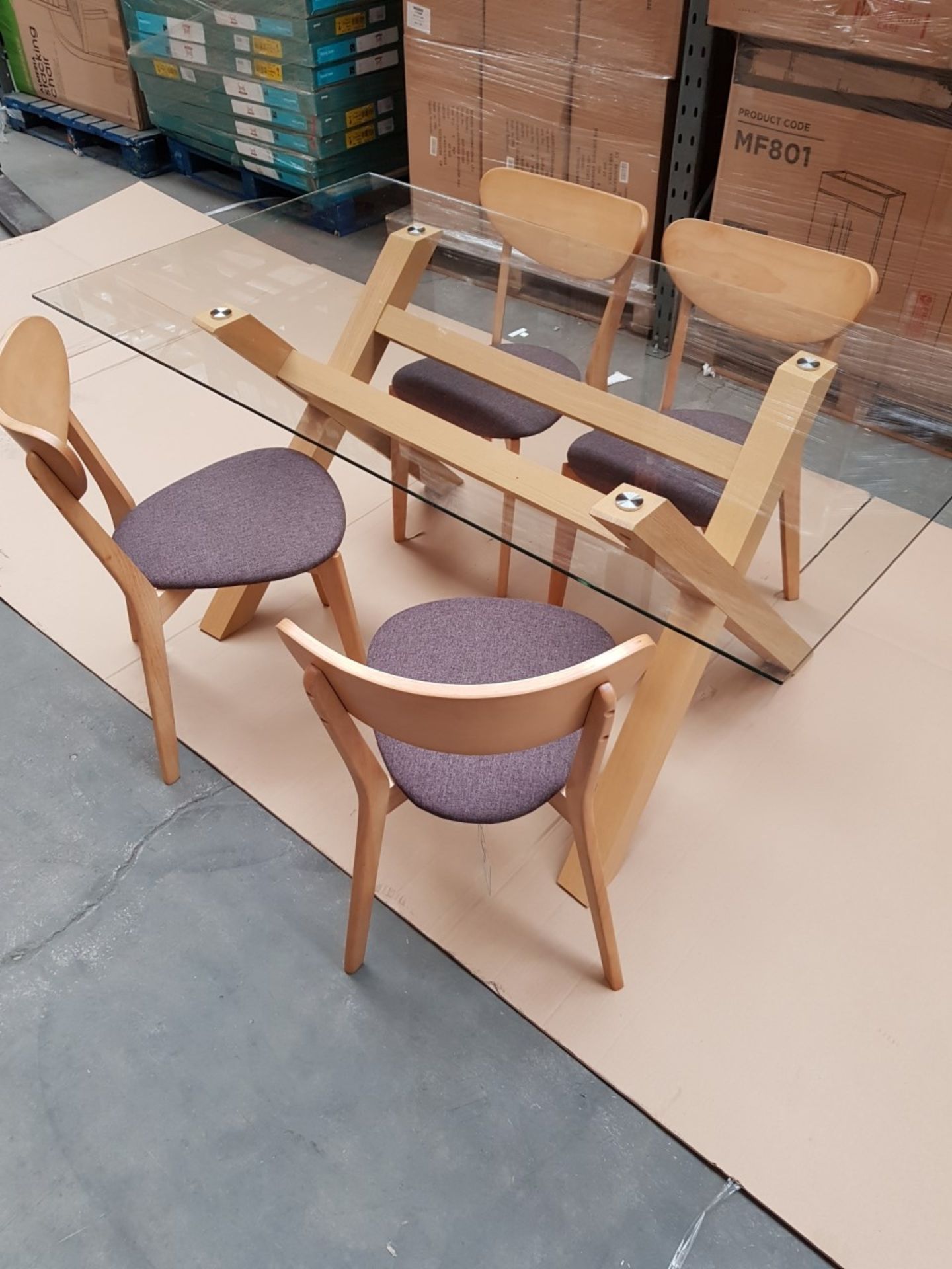 (T138) 5 Piece Oak Dining Table & Chair Set. RRP £899. Each Set Inlcudes: 4 x Oak Merrick Charcoal - Bild 2 aus 5