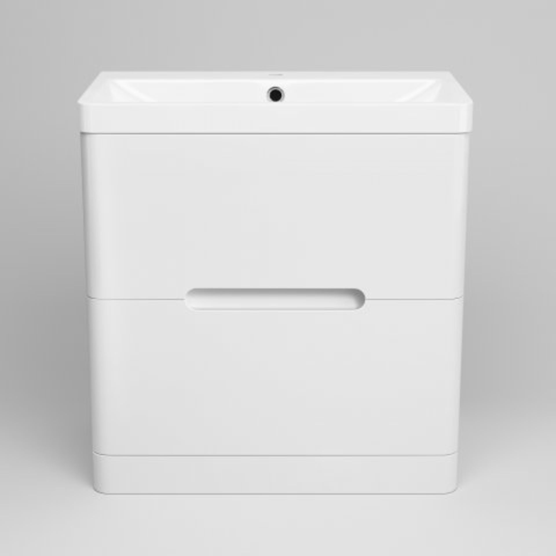 (J40) 800mm Tuscany Gloss White Built In Basin Double Drawer Unit - Floor Standing. RRP £724.99 - Image 5 of 5