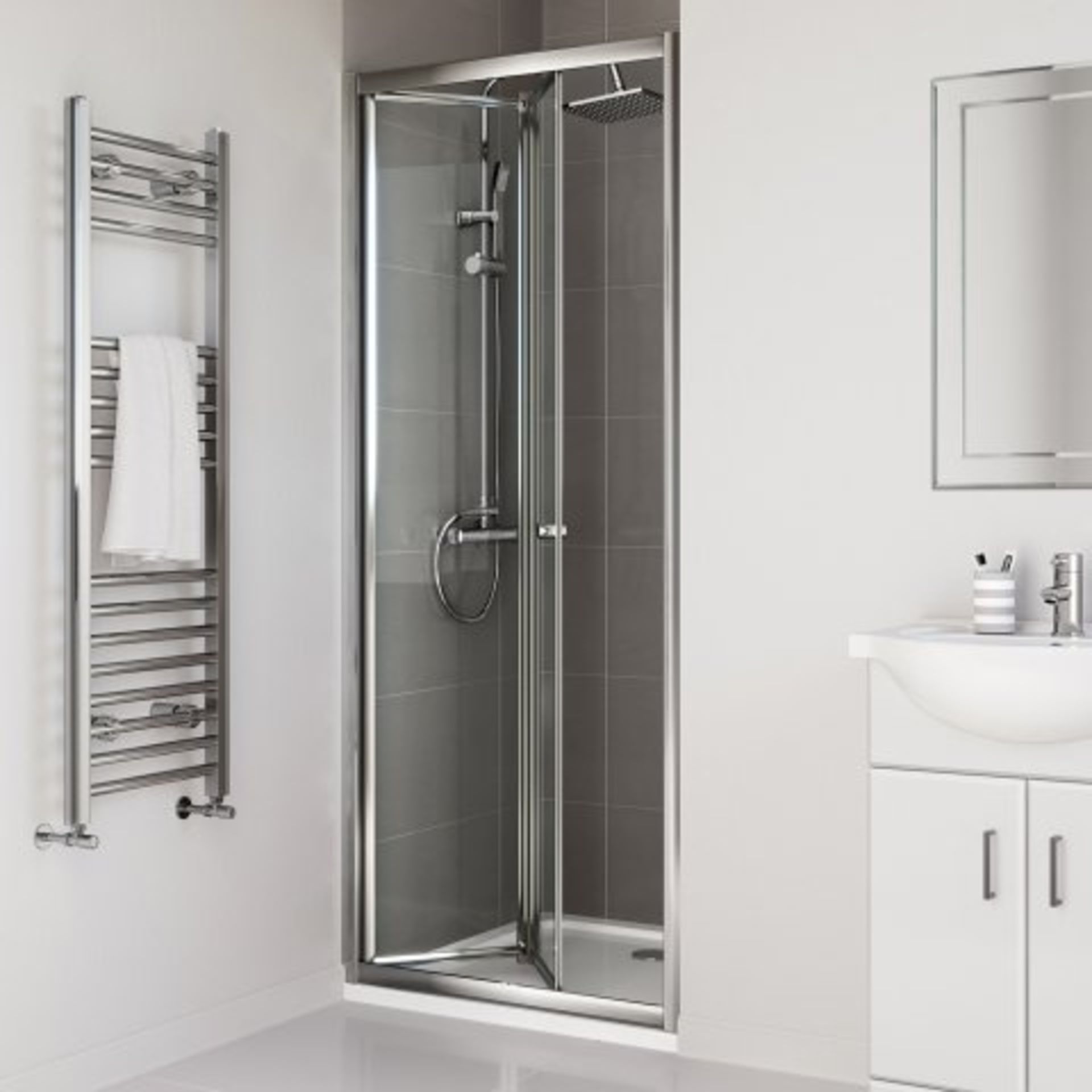 (J69) 760mm - Elements Bi Fold Shower Door. RRP £299.99. Do you have an awkward nook or a tricky - Image 2 of 4