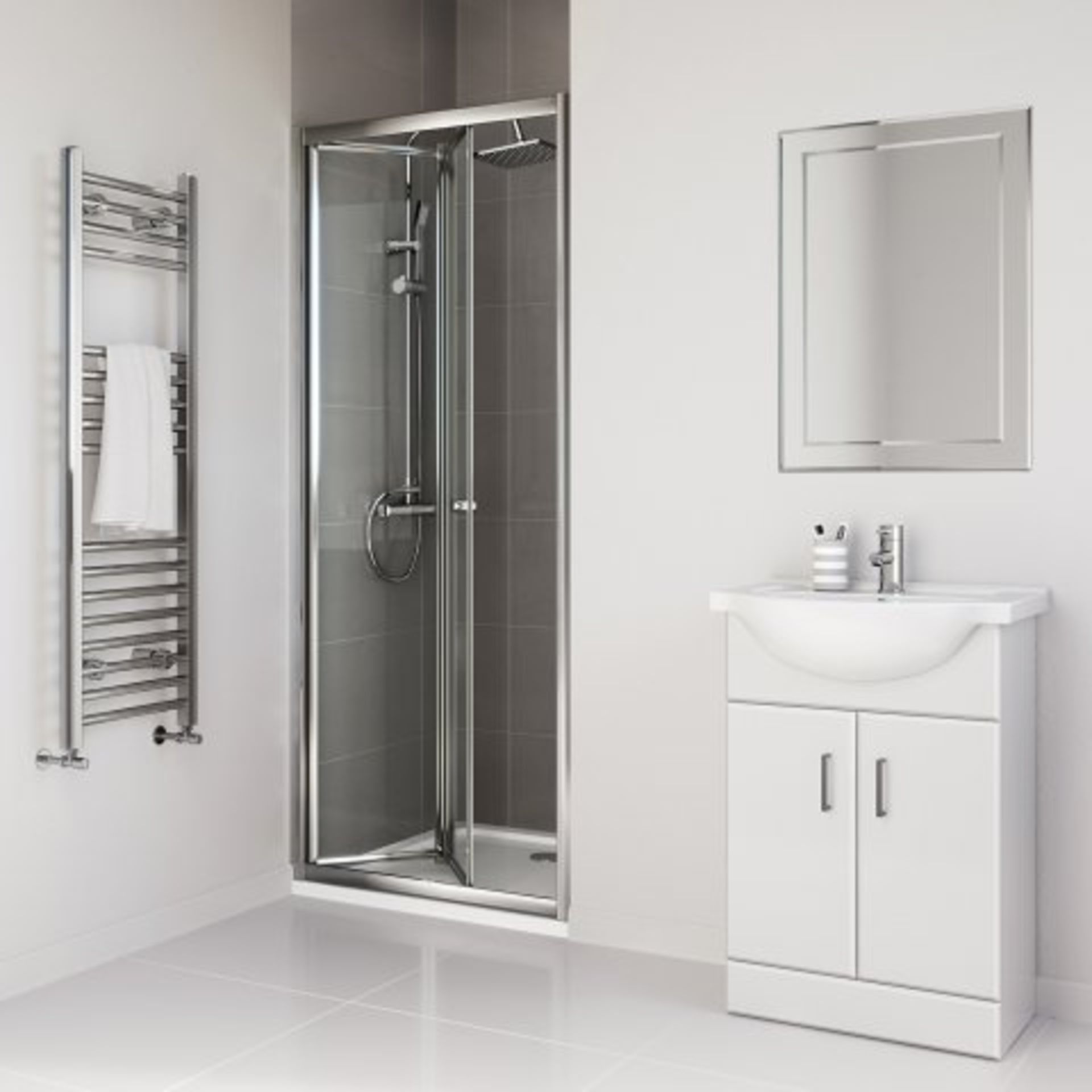 (J69) 760mm - Elements Bi Fold Shower Door. RRP £299.99. Do you have an awkward nook or a tricky - Image 4 of 4