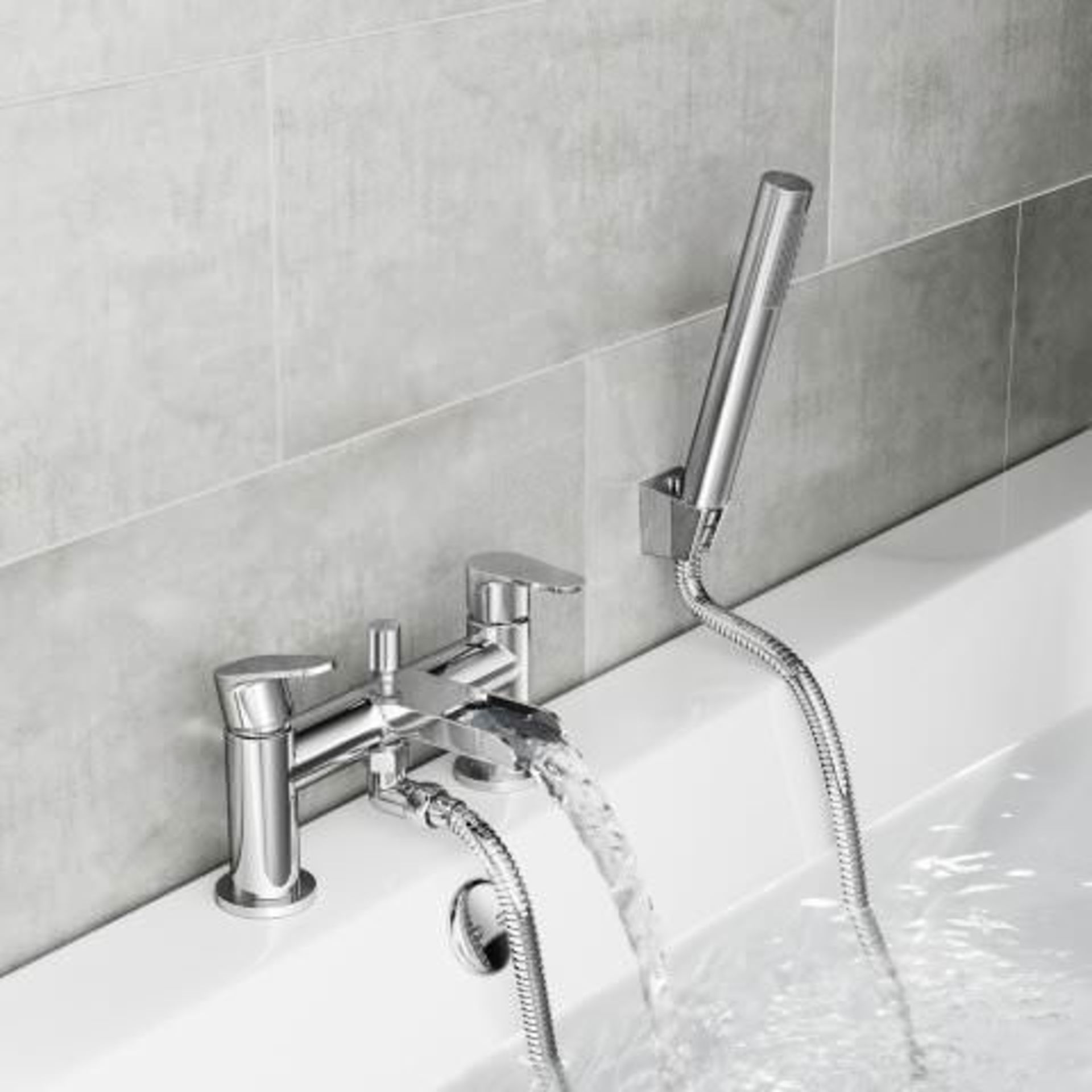 (J13) Cela Waterfall Bath Shower Mixer Tap with Hand Held Shower Head Presenting a contemporary - Image 3 of 3