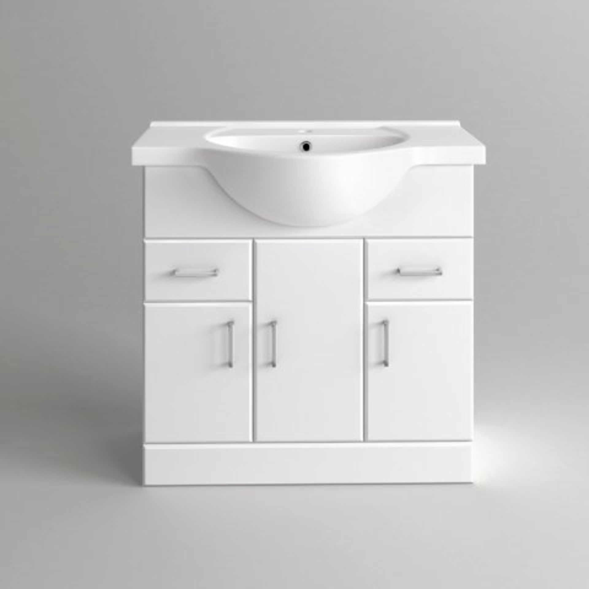 (J41) 850x330mm Quartz Gloss White Built In Basin Unit. RRP £499.99. COMES COMPLETE WITH BASIN. - Image 4 of 4