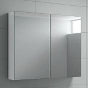 (J36) 667mm Harper Gloss White Double Door Mirror Cabinet. RRP £249.99. Reflection Perfection The