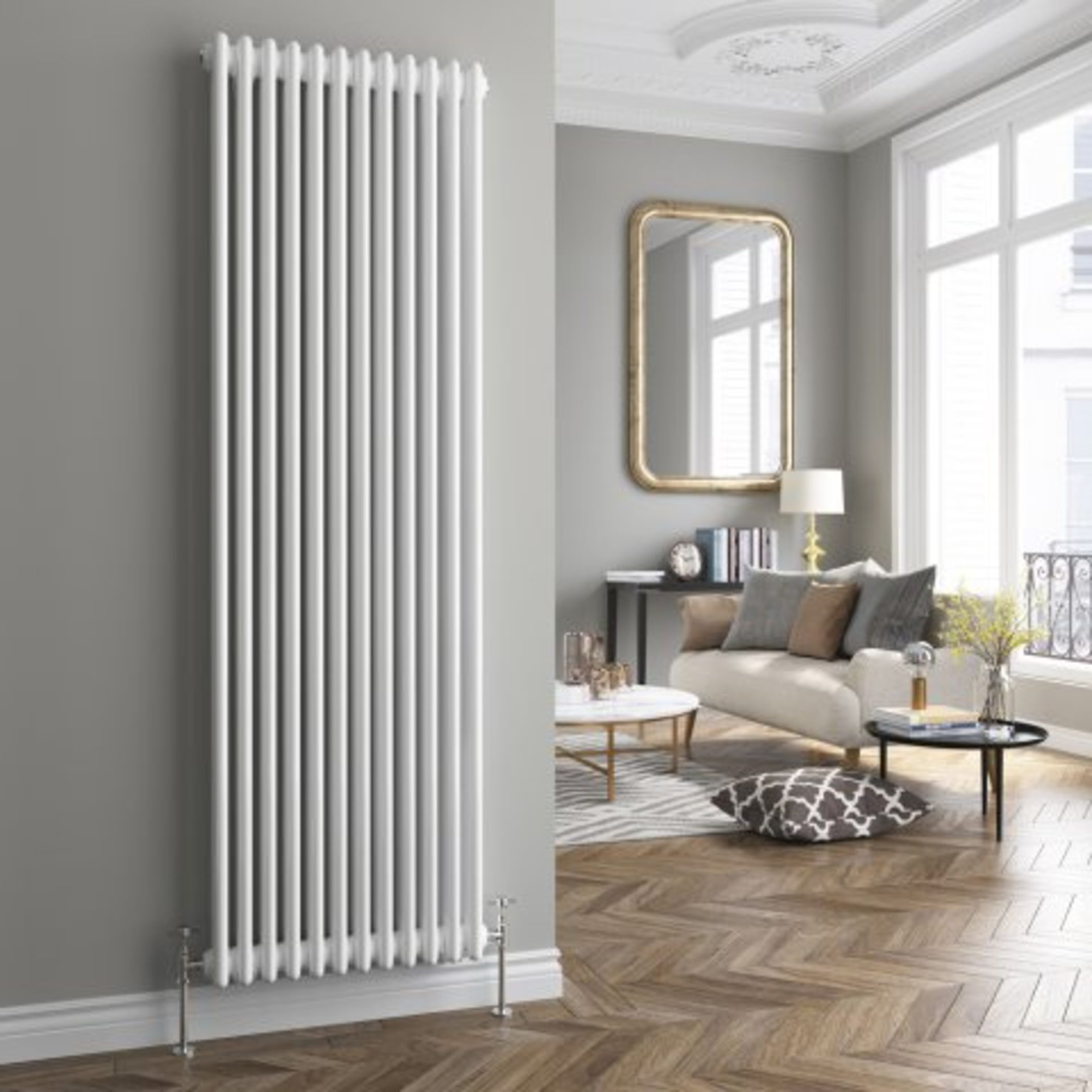 (N175) 1800x554mm White Triple Panel Vertical Colosseum Traditional Radiator. RRP £599.99. Classic - Image 2 of 3