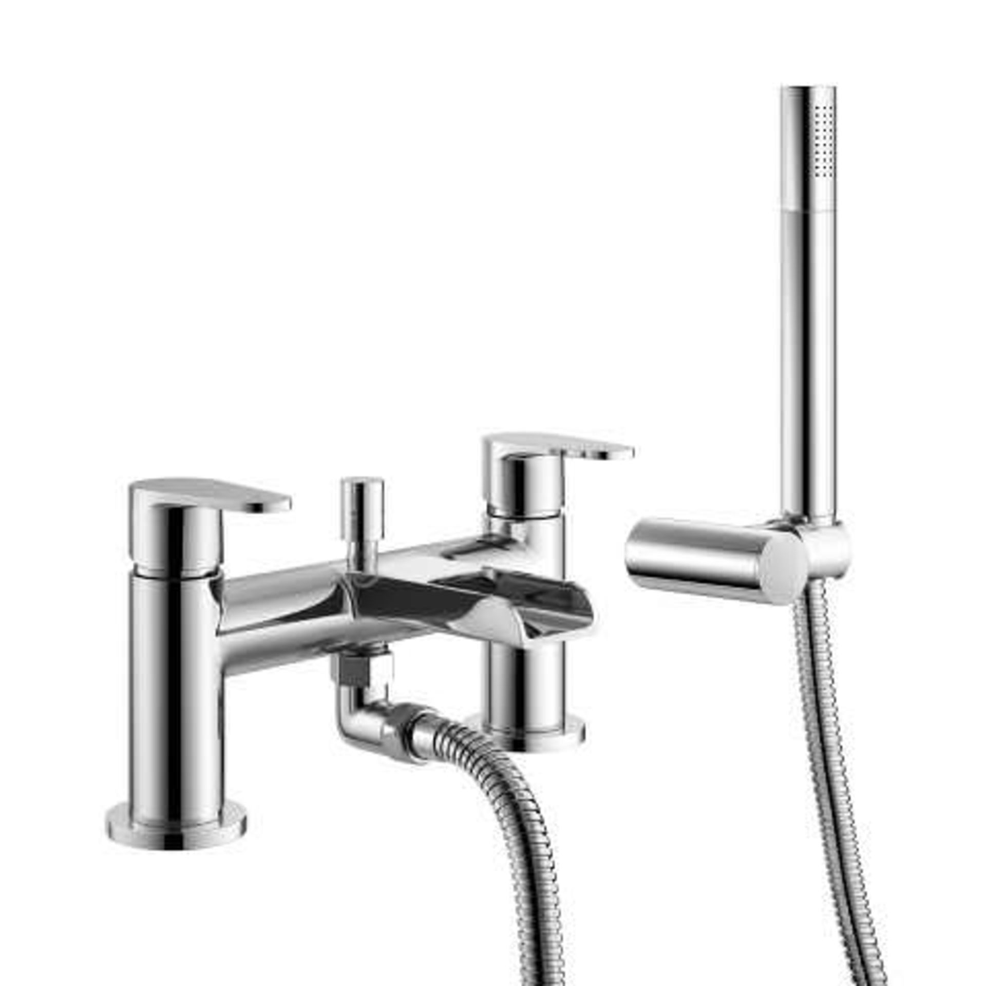(J13) Cela Waterfall Bath Shower Mixer Tap with Hand Held Shower Head Presenting a contemporary - Image 2 of 3
