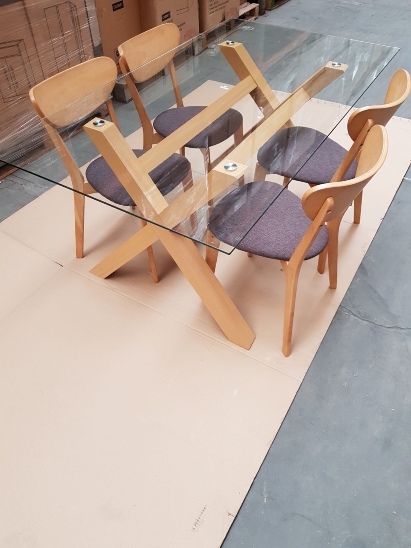 (T138) 5 Piece Oak Dining Table & Chair Set. RRP £899. Each Set Inlcudes: 4 x Oak Merrick Charcoal - Bild 5 aus 5