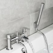 (J13) Cela Waterfall Bath Shower Mixer Tap with Hand Held Shower Head Presenting a contemporary