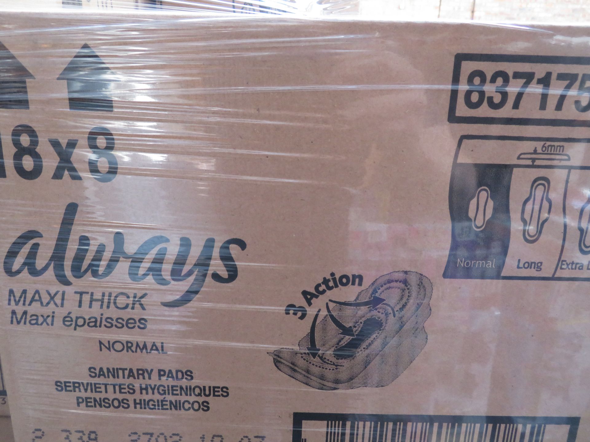 Pallet To Cotain 1,260 x Packs of 8 Always Maxi Thick Normal 3 Action Anitary Towels. Sealed - Image 3 of 5