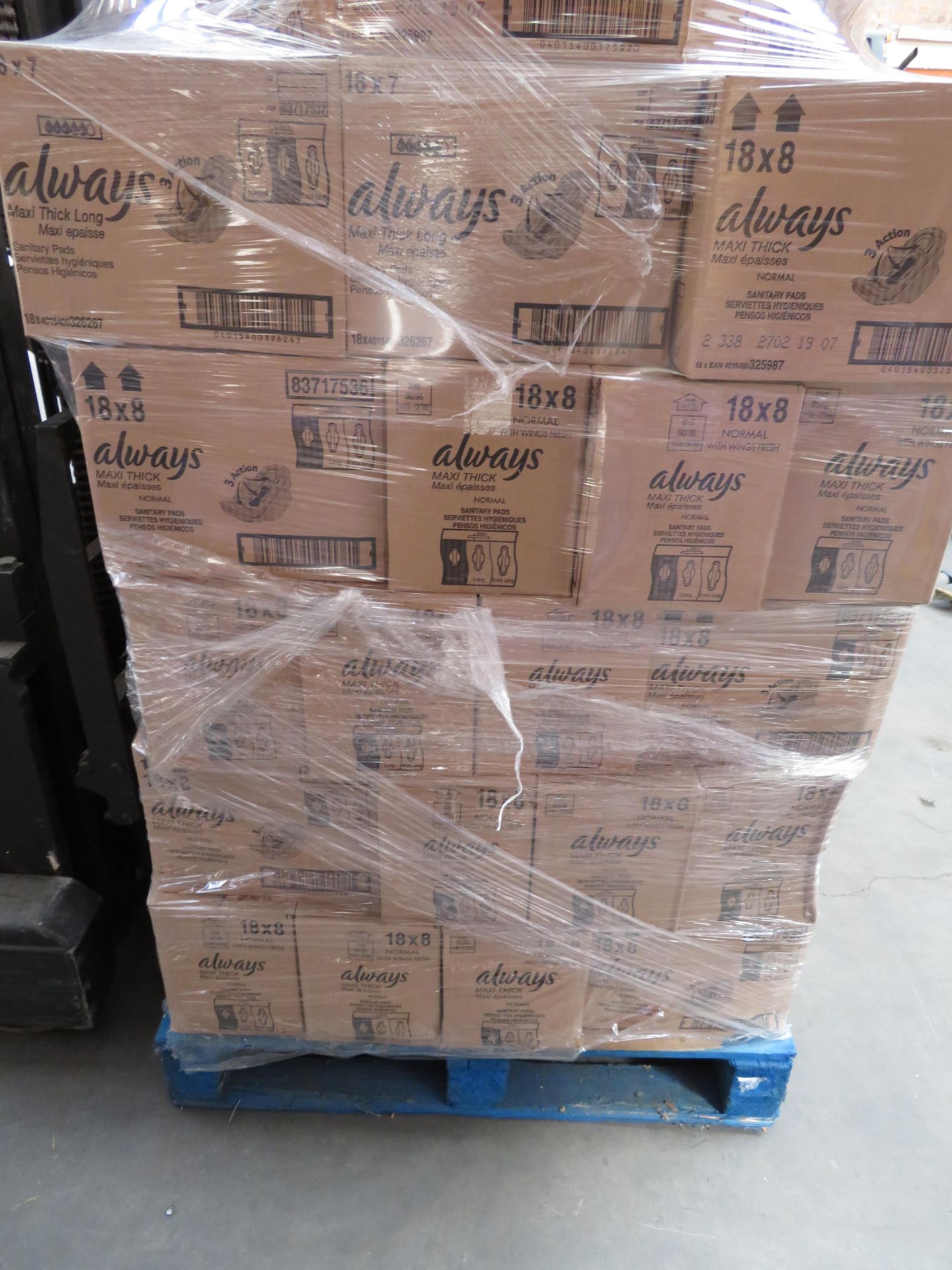 Pallet To Cotain 1,260 x Packs of 8 Always Maxi Thick Normal 3 Action Anitary Towels. Sealed - Image 2 of 5