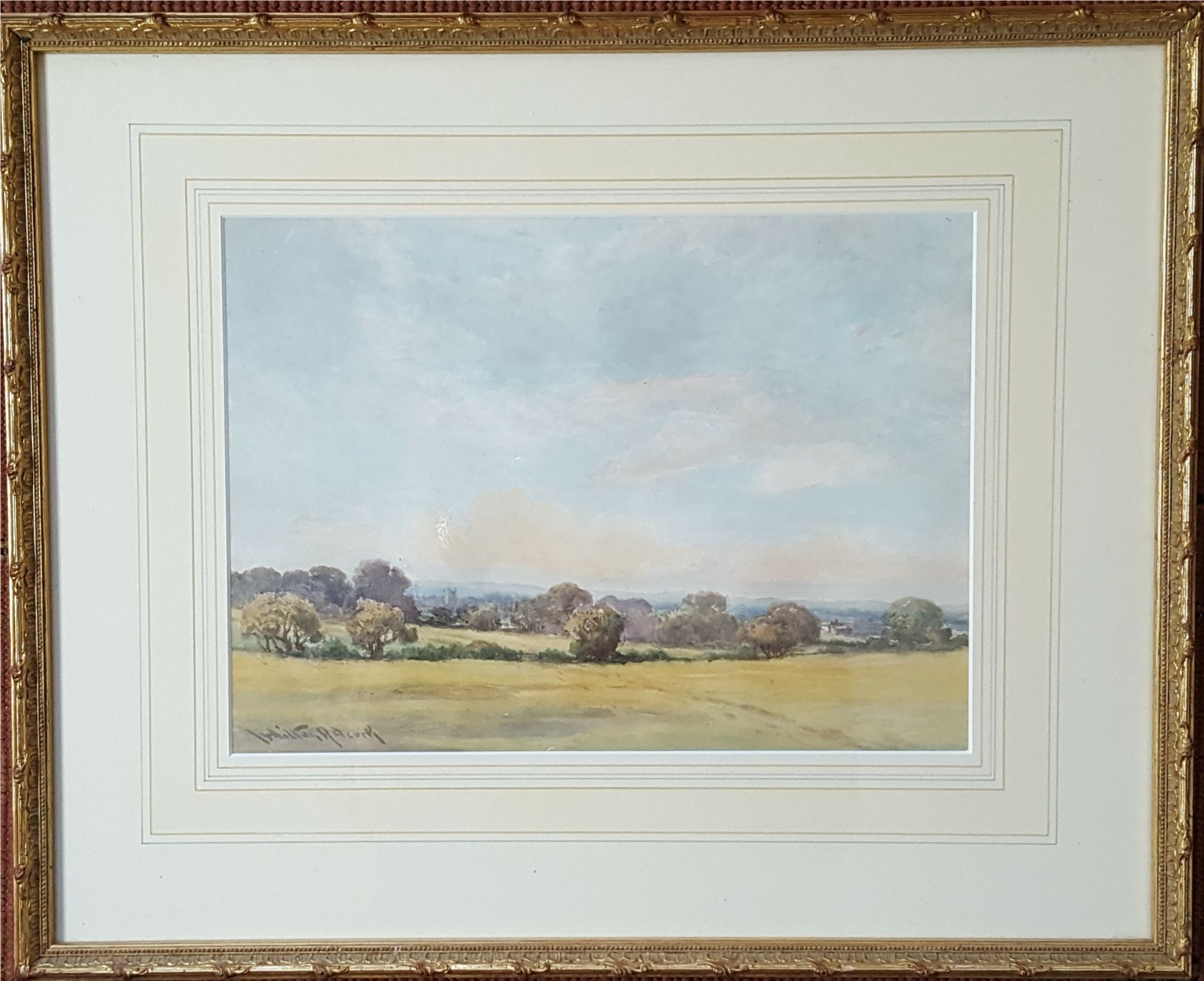 Vintage Retro Watercolour Painting Country Scene. Signed Lower Left Allcock