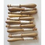 10 Vintage Wooden Lace Bobbins 7cm to 10cm long NO RESERVE