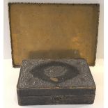 Vintage Brass Chinese Tray & English Sterling Silver 1902 Jewellery Box