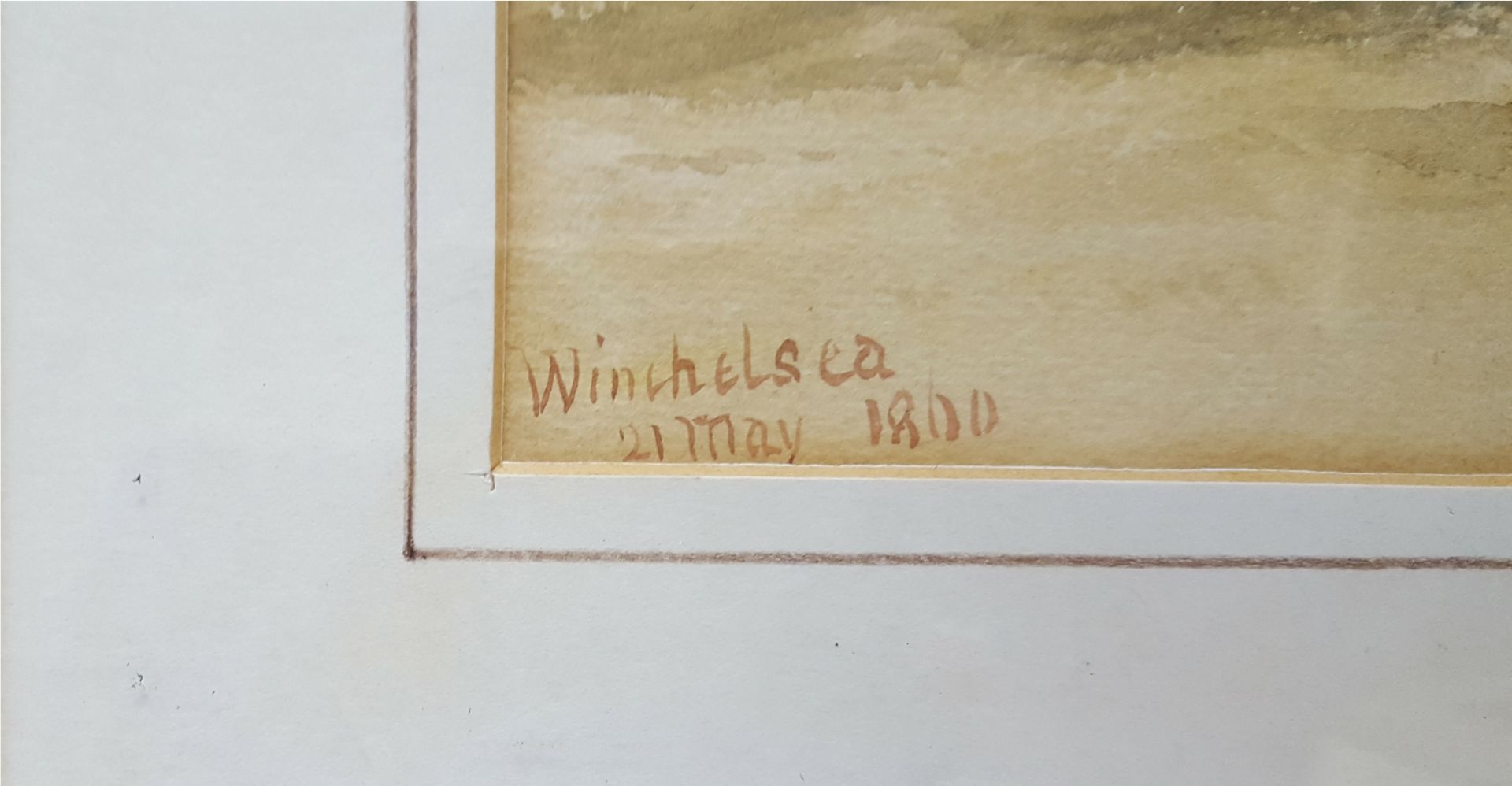 Vintage Watercolour Painting Winchelsea Church Wincheslsea. Signed Lower Left Winchelsea 21 Mat 1800 - Image 2 of 3