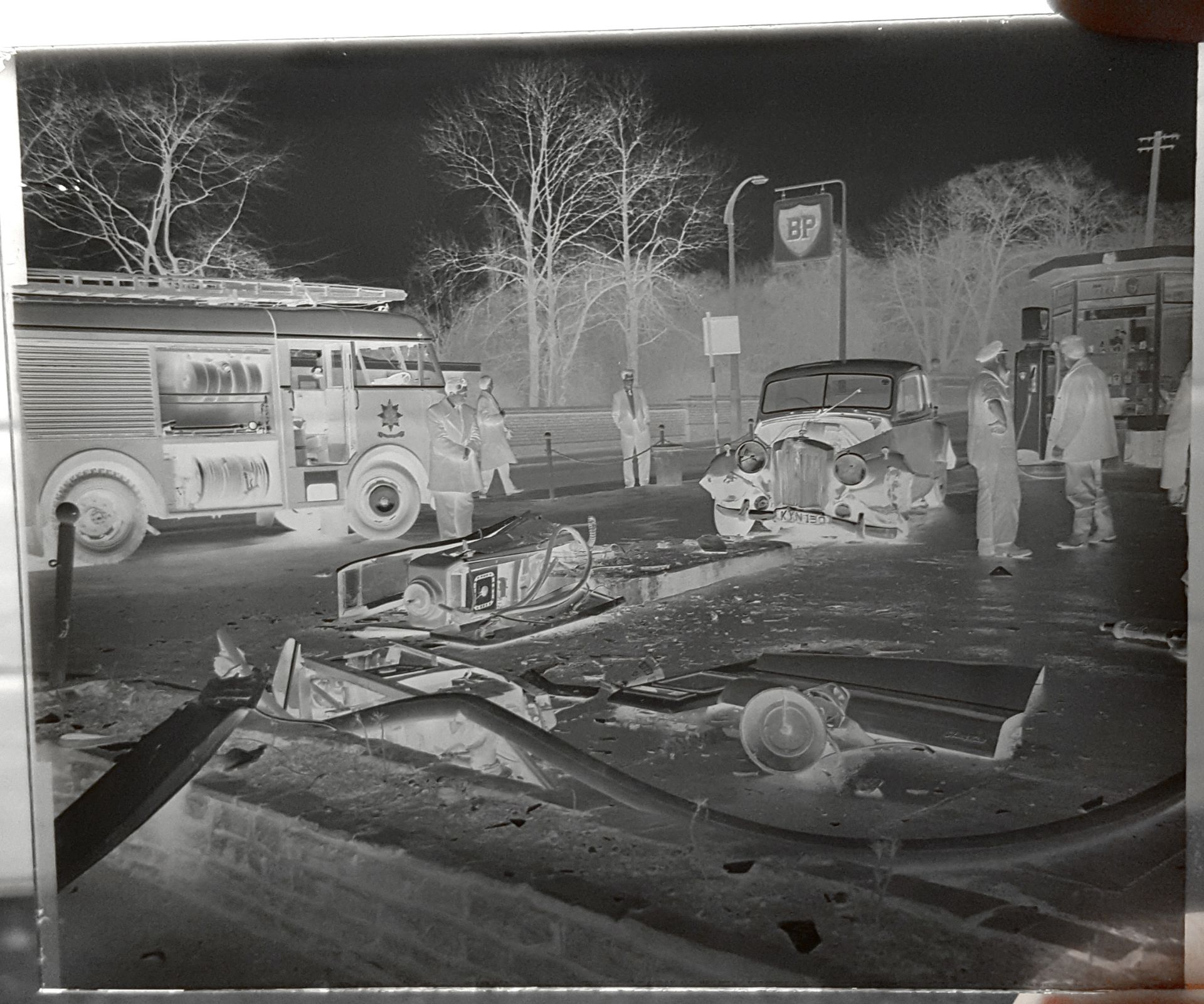 Vintage Retro Original Photography Glass Plate Car Crash Walsall 1960 Measures 10cm x 12cm