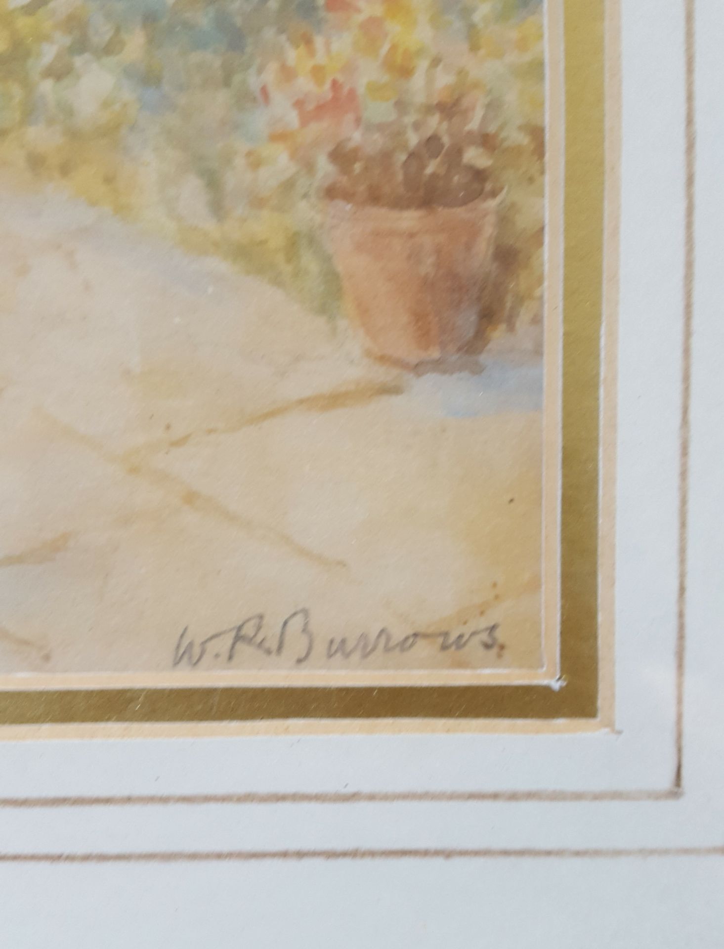 Vintage Watercolour Painting Titled 'Cottage Scene' Signed lower Right W. R. Burrows. - Image 2 of 3