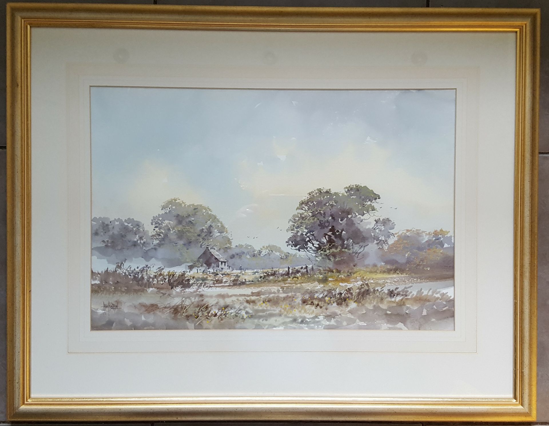 Original Watercolour Painting Allan Morgan Rustic Landscape Signed Lower Left c1996