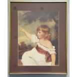 Vintage Retro Brass Framed Young Girl Print