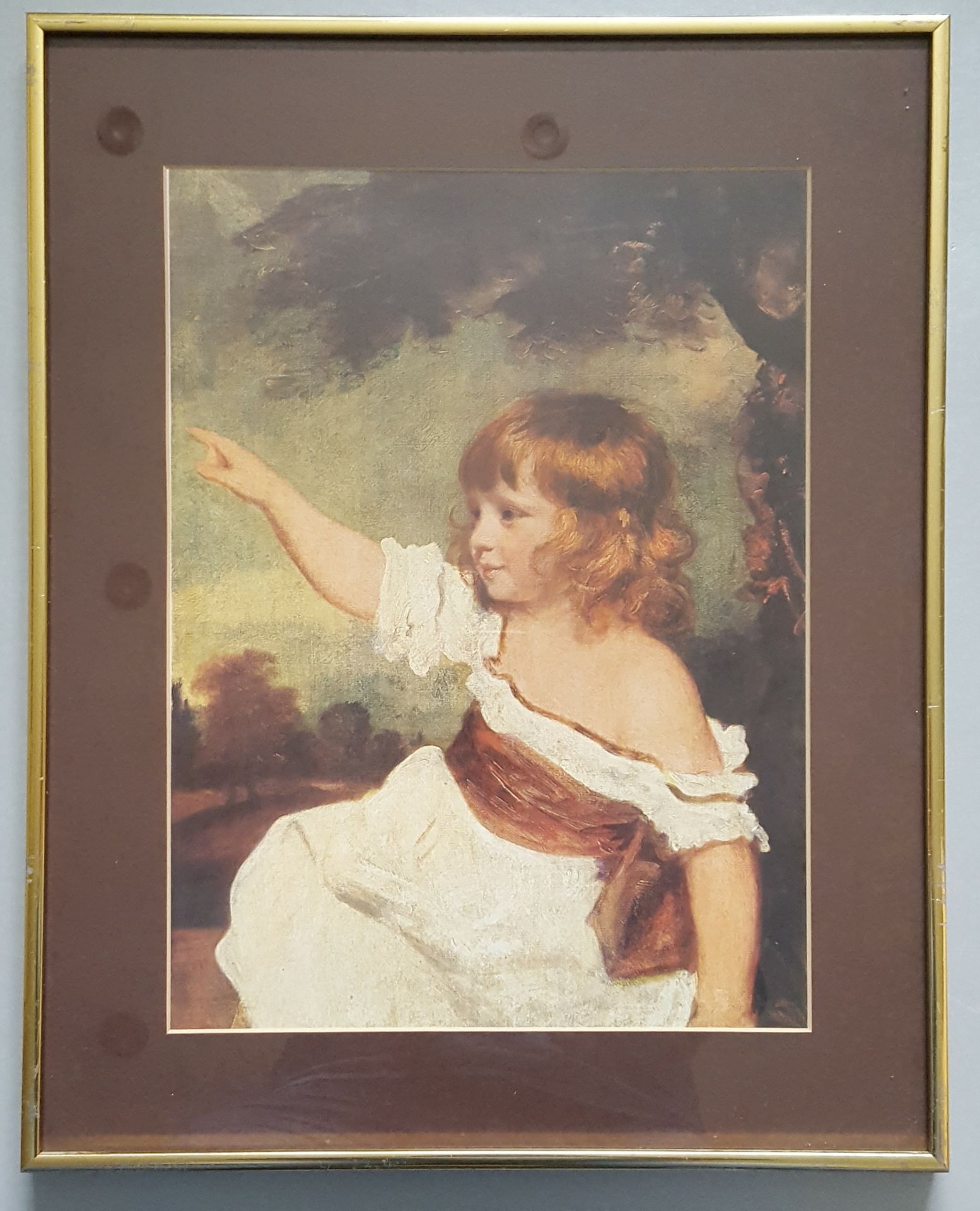 Vintage Retro Brass Framed Young Girl Print