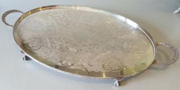 Vintage Retro Viners of Sheffield Alpha Plate Chased Oval Tray