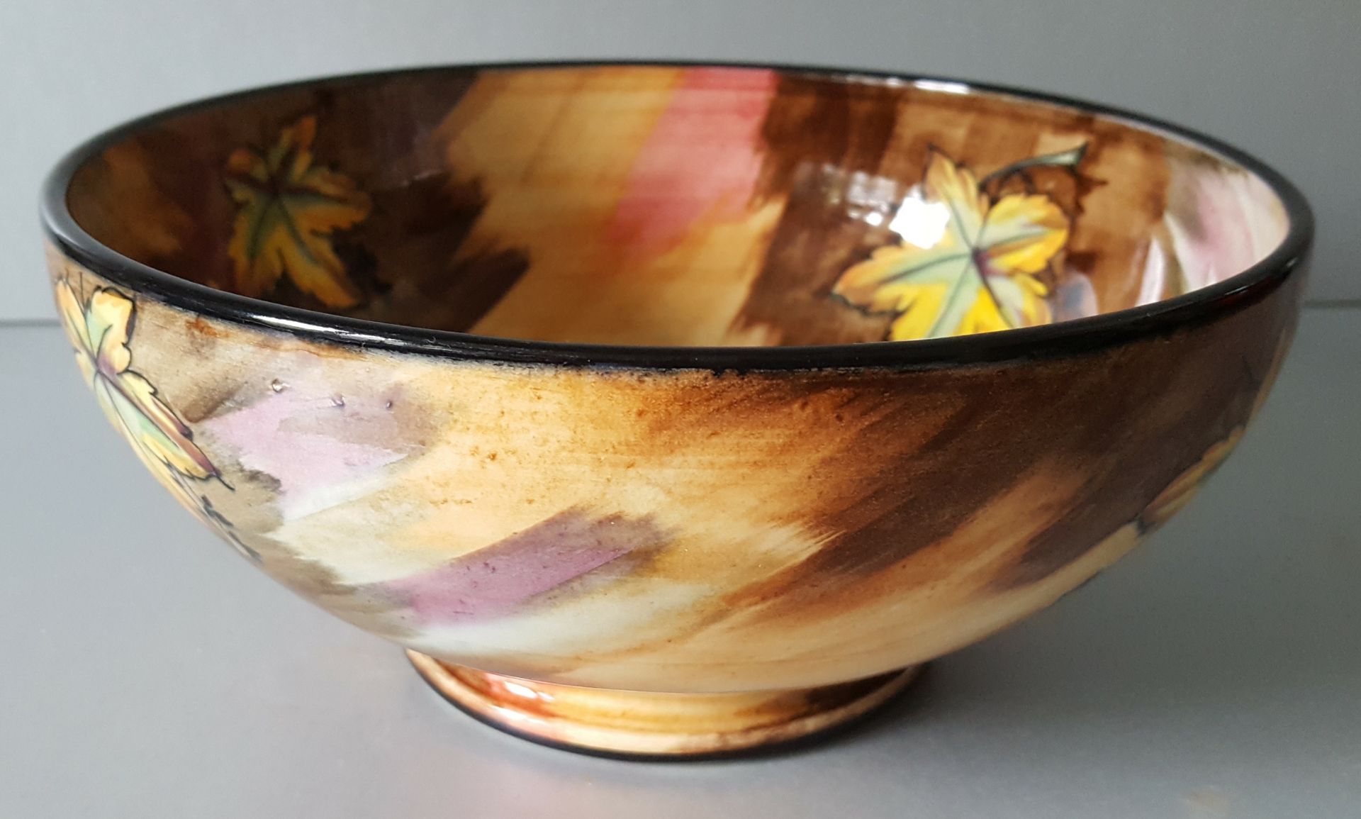 Vintage Retro H & K Tunstall Pottery Bowl Autumn Tints Hand Painted Early 20th Century - Image 2 of 3