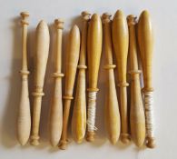 10 Vintage Wooden Lace Bobbins 7cm to 10cm long NO RESERVE