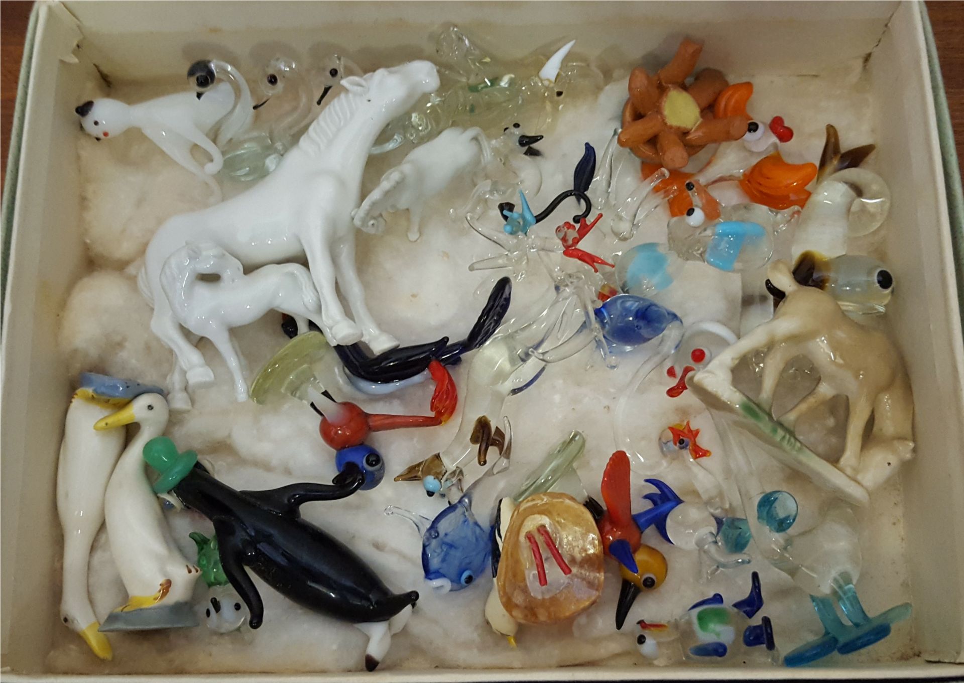 Vintage Retro Box of Collectable Glass & China Animals