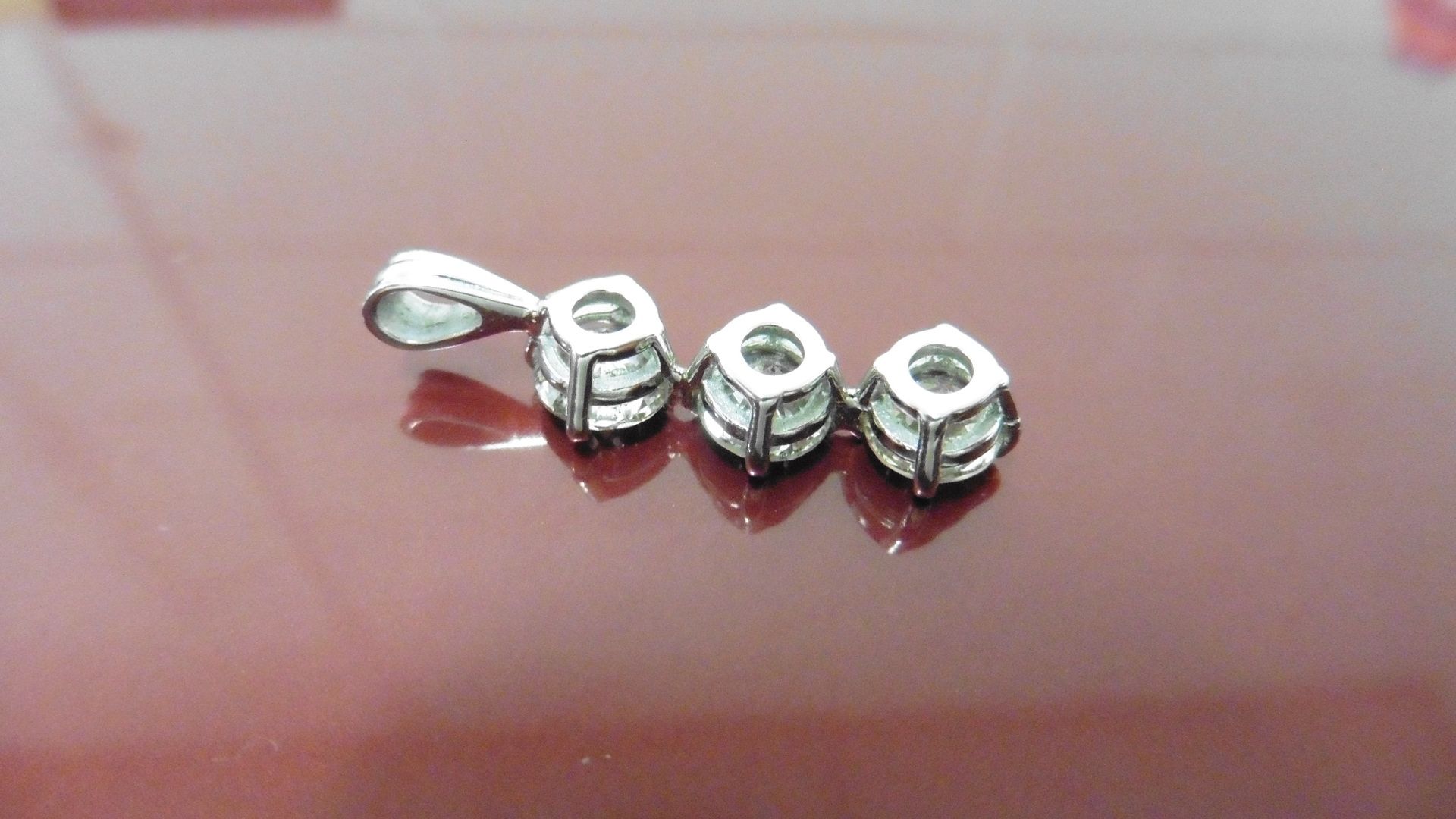 3.00ct diamond trilogy pendant. 3 brilliant cut diamonds ( enhanced stones ) I/J colour, P1 clarity. - Image 2 of 3