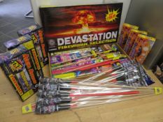 MEGA 101 PIECE FIREWORK LOT - INCLUDES: 1 x DEVASTATION 31 PIECE SELECTION BOX, 2 x PACKS OF 5 SPACE