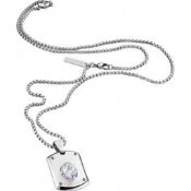Police 25552PSS-01 Mens Crystal Head Silver Steel Necklace with Swarovski Crystal
