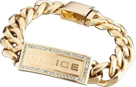 Police Mens PJ.25144BSG/01-S Lowrider Gold Stainless Steel & Crystal Bracelet