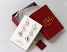 Lydia Mallorca Pearl Triple Stud Set