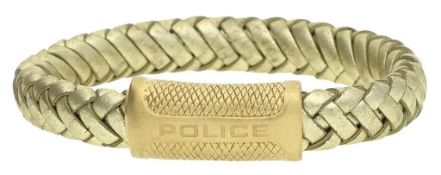 Police Men's PJ22045BLG-05-19 Gold Braided Leather Bracelet