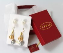 Lydia Mallorca Pearl Triple Earring Set