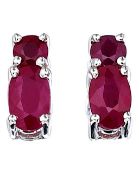 Silver Earrings With Ruby & White Topaz