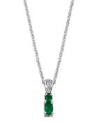 Silver Pendant With Emerald & White Topaz Plus 18" Chain