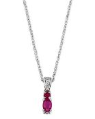 Silver Pendant With Ruby & White Topaz Plus 18" Chain