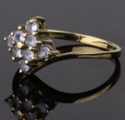 9CT GOLD IOLITE CLUSTER RING