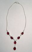 Created Garnet Gems .925 Silver Jewellery Necklace 18 Inches