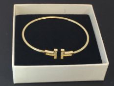 Gold Plated Bracelet with Swaroski Element crystals in T Design
