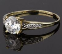 9CT GOLD SOLITAIRE RING, COMPRISING A CENTRE CUBIC ZIRCONIA