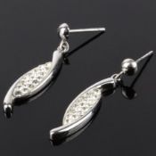A PAIR OF EARRINGS, EACH DESIGNED AS A PAVE SET