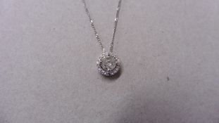 0.70ct diamond set pendant. Brillian cut diamond I-J colour, si2-I1 clarity. Halo setting with