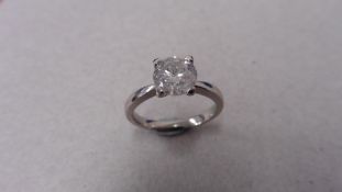 1.55ct diamond solitaire ring set in platinum. Enhanced diamond, H colour and I2 clarity.