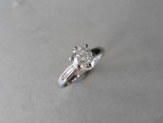 0.95ct Diamond solitaire ring with a brilliant cut diamond, H colour and i2 clarity. Set in Platinum